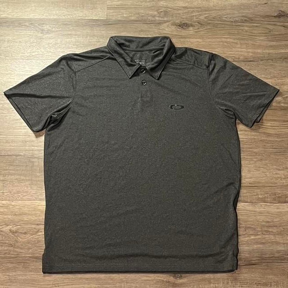 Oakley Grey Hydrolix Retro Sportswear Golf Polo Button Shirt size large